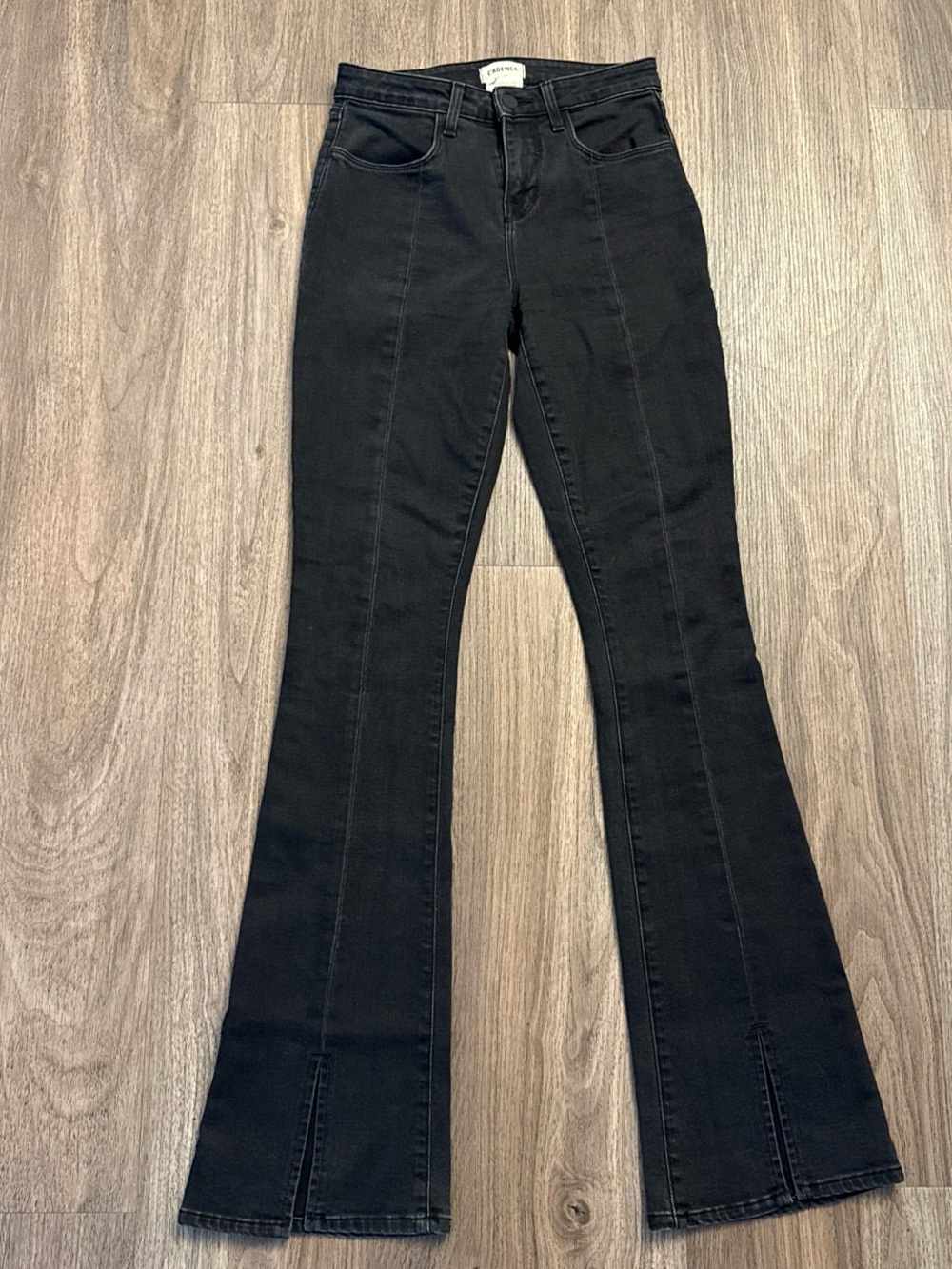 L'Agence Black long flare jeans with a high waist. Size 24.$285 MSRP